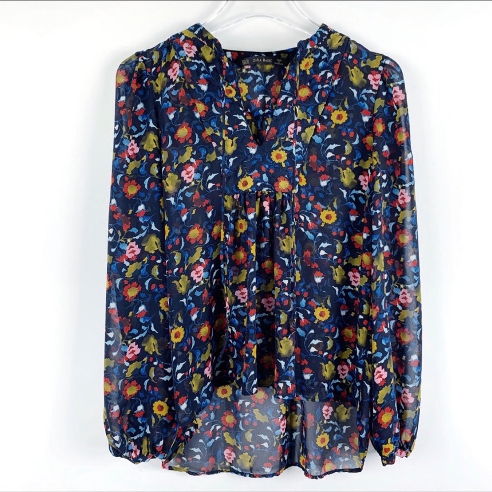 Zara Boho Floral Peasant Blouse